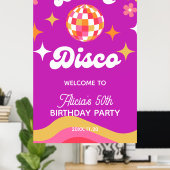 Retro Groovy 70s Let's Disco Verjaardag Welkom Poster (Thuiskantoor)