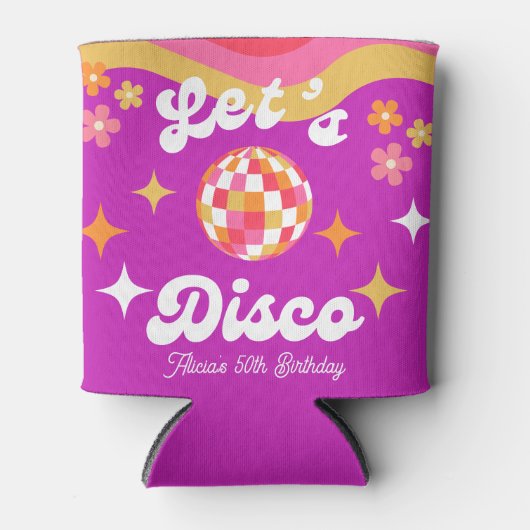 Retro Groovy 70s Let's Disco Verjaardagsfeest Blikjeskoeler (Voorkant)