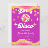 Retro Groovy 70s Let's Disco Verjaardagsfeest Kaart (Voorkant)