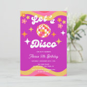 Retro Groovy 70s Let's Disco Verjaardagsfeest Kaart (Staand voorkant)