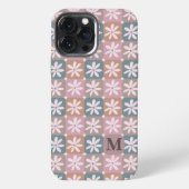 Retro Groovy 70s Madeliefje Monogram iPhone Hoesje (Achterkant)