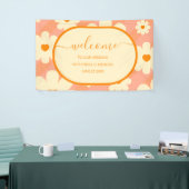 Retro Groovy 70's met een gedempte Tones Wedding B Spandoek (Beurs)