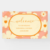 Retro Groovy 70's met een gedempte Tones Wedding B Spandoek (Horizontaal)