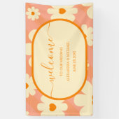 Retro Groovy 70's met een gedempte Tones Wedding B Spandoek (Verticaal)