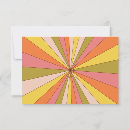 Retro Groovy 70's met een gedempte toon weddenscha RSVP Kaartje (Achterkant)