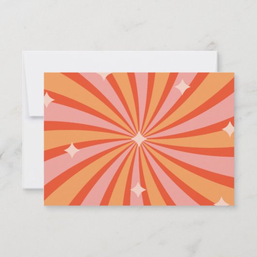 Retro Groovy 70's met een gedempte toon weddenscha RSVP Kaartje (Achterkant)