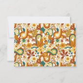 Retro Groovy 70's met een gedempte toon weddenscha RSVP Kaartje (Achterkant)