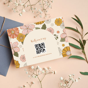 Retro Groovy 70's met een gedempte toon weddenscha RSVP Kaartje