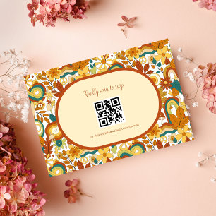 Retro Groovy 70's met een gedempte toon weddenscha RSVP Kaartje