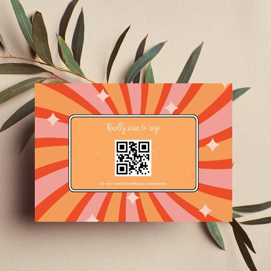 Retro Groovy 70's met een gedempte toon weddenscha RSVP Kaartje