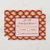 Retro Groovy 70's Oranje bruiloft RSVP Kaartje (Voorkant / Achterkant)