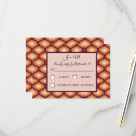 Retro Groovy 70's Oranje bruiloft RSVP Kaartje