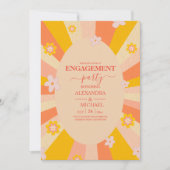 Retro Groovy 70's oranje geel Verloving Kaart (Voorkant)