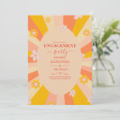 Retro Groovy 70's oranje geel Verloving Kaart (Staand voorkant)