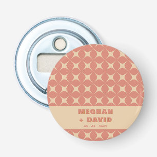 Retro Groovy 70s Patroon Boho Terracotta Bruiloft Button Flesopener