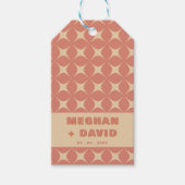 Retro Groovy 70s Patroon Boho Terracotta Bruiloft Cadeaulabel (Voorkant)