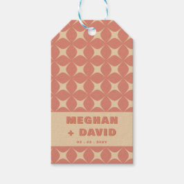 Retro Groovy 70s Patroon Boho Terracotta Bruiloft Cadeaulabel