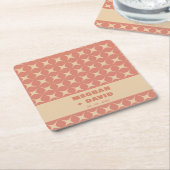 Retro Groovy 70s Patroon Boho Terracotta Bruiloft Kartonnen Onderzetters (Schuin)