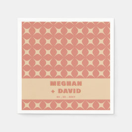 Retro Groovy 70s Patroon Boho Terracotta Bruiloft Servet