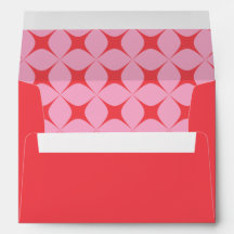 Retro Groovy 70s Patroon Roze Rood Bruiloft