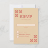 Retro Groovy 70s Patroon Terracotta Bruiloft RSVP Kaartje (Voorkant)