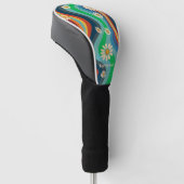 Retro Groovy 70's Regenboog Daisy Naam Golfheadcover (Schuin)