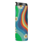 Retro Groovy 70's Regenboog Daisy Naam Thermosbeker (Geroteerd rechts)