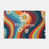Retro Groovy 70's Regenboog Madeliefje Deurmat (Voorkant)