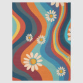 Retro Groovy 70's Regenboog Madeliefje Tissuepapier (Voorkant)