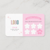 Retro Groovy 70s Roze Esthetische Nagels Salon Log Klantenkaartje (Achterkant)