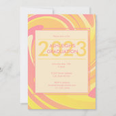 Retro Groovy 70s Roze + Gele Abstracte Zwemelen Kaart (Voorkant)