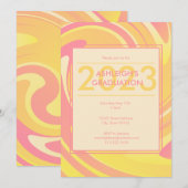 Retro Groovy 70s Roze + Gele Abstracte Zwemelen Kaart (Voorkant / Achterkant)