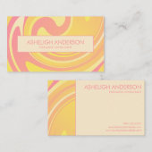 Retro Groovy 70s Roze + Gele Abstracte Zwemelen Visitekaartje (Voorkant / Achterkant)