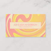 Retro Groovy 70s Roze + Gele Abstracte Zwemelen Visitekaartje (Voorkant)