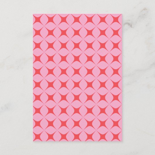 Retro Groovy 70s Roze Rood Bruiloft Informatiekaartje (Achterkant)