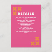 Retro Groovy 70s Roze Sinaasappel bruiloft Informatiekaartje (Voorkant)