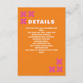 Retro Groovy 70s Roze Sinaasappel bruiloft Informatiekaartje (Voorkant)