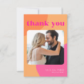 Retro groovy 70's roze sinaasappel multi foto brui bedankkaart (Voorkant)