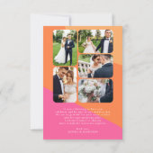 Retro groovy 70's roze sinaasappel multi foto brui bedankkaart (Achterkant)