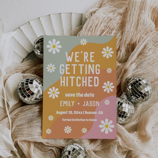 Retro Groovy 70's Save the Date Kaart