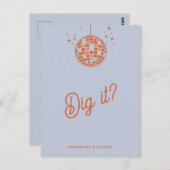 Retro Groovy 70s Schattige Blauw Sinaasappel Disco Briefkaart (Voorkant / Achterkant)