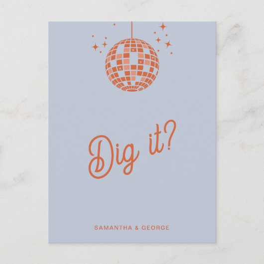 Retro Groovy 70s Schattige Blauw Sinaasappel Disco Briefkaart (Voorkant)