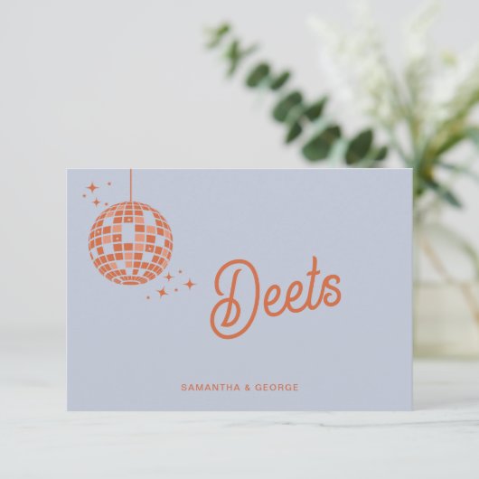 Retro Groovy 70s Schattige Blauw Sinaasappel Disco Informatiekaartje (Staand voorkant)