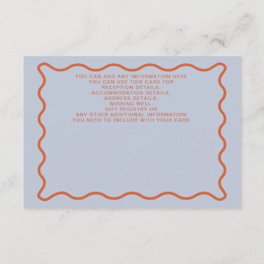 Retro Groovy 70s Schattige Blauw Sinaasappel Disco Informatiekaartje (Achterkant)