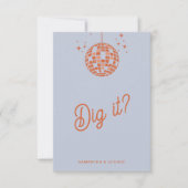 Retro Groovy 70s Schattige Blauw Sinaasappel Disco RSVP Kaartje (Voorkant)