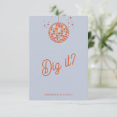 Retro Groovy 70s Schattige Blauw Sinaasappel Disco RSVP Kaartje (Staand voorkant)