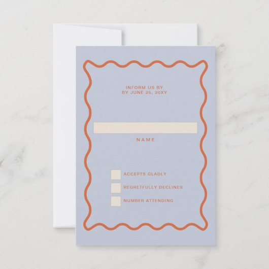 Retro Groovy 70s Schattige Blauw Sinaasappel Disco RSVP Kaartje (Achterkant)