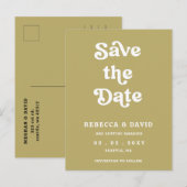 Retro Groovy 70s Schattige Groen Save The Date Aankondigingskaart (Voorkant / Achterkant)