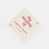 Retro Groovy 70s Schattige Ivoor Rood Bruiloft Servet (Hoek)