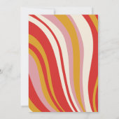 Retro Groovy 70s Schattige Ivoor Rood Roze Bruilof Kaart (Achterkant)